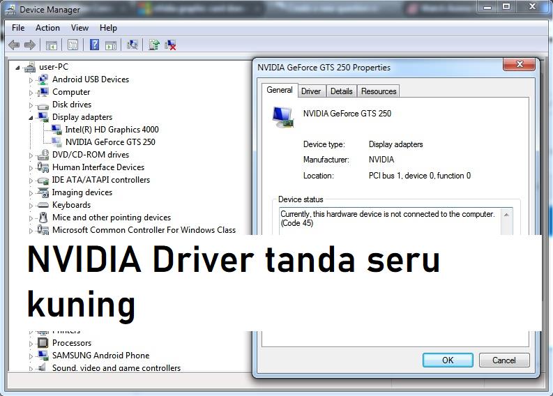 NVIDIA Driver tanda seru kuning